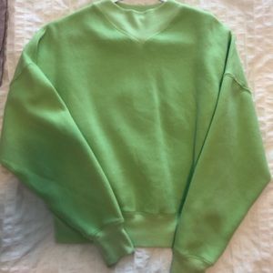 ARITZIA WILFRED lime green mock neck sweater